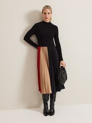 Phase Eight Black Kiera Colourblock Woven Hem Midi Dress - Image 2 of 8
