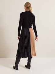 Phase Eight Black Kiera Colourblock Woven Hem Midi Dress - Image 3 of 8