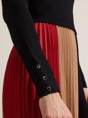 Phase Eight Black Kiera Colourblock Woven Hem Midi Dress - Image 5 of 8