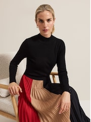 Phase Eight Black Kiera Colourblock Woven Hem Midi Dress - Image 6 of 8