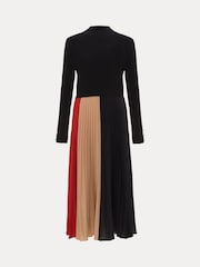 Phase Eight Black Kiera Colourblock Woven Hem Midi Dress - Image 8 of 8
