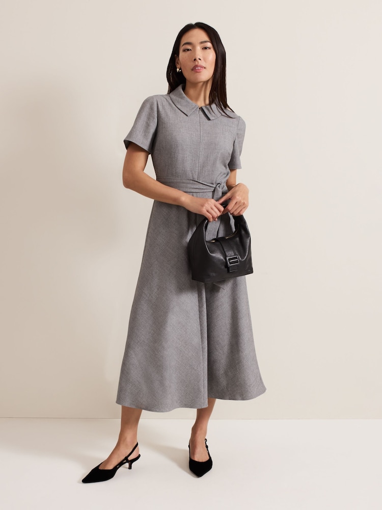 Phase Eight Grey Silvia Tonic Midi Shirt Dress - Image 2 of 7