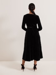 Phase Eight Black Petite Julia Black Velvet Wrap Dress - Image 2 of 6