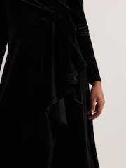 Phase Eight Black Petite Julia Black Velvet Wrap Dress - Image 5 of 6