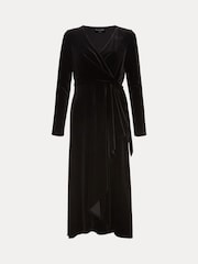 Phase Eight Black Petite Julia Black Velvet Wrap Dress - Image 6 of 6