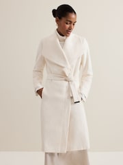 Phase Eight White Nicci Belted Wool Coat - Image 3 of 9