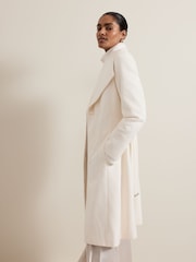 Phase Eight White Nicci Belted Wool Coat - Image 6 of 9