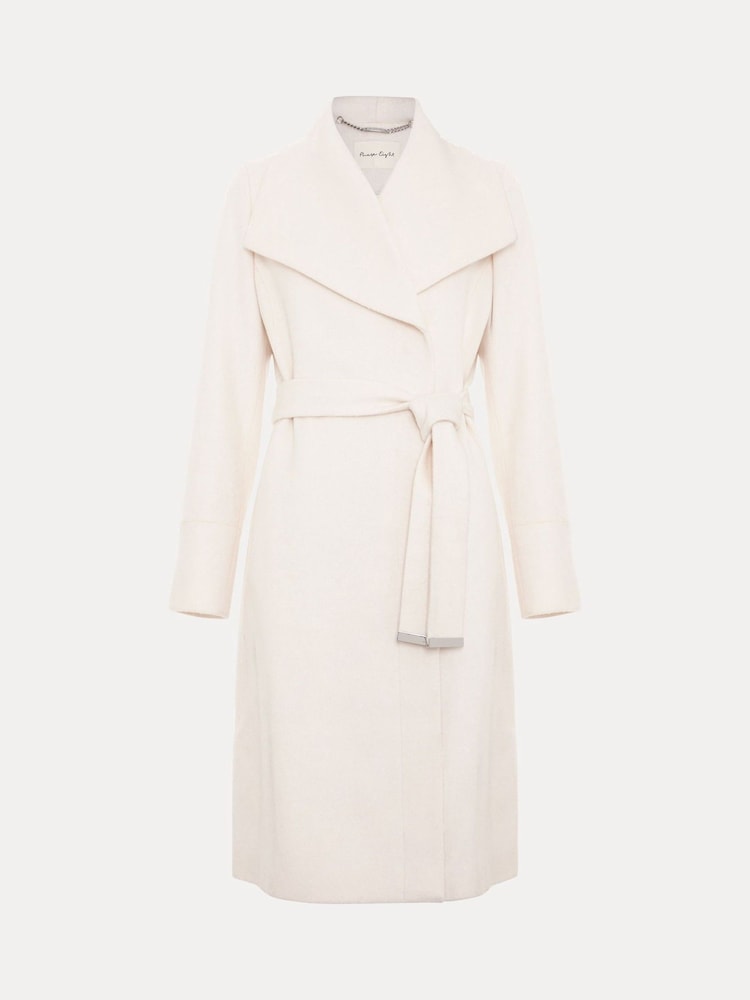 Phase Eight White Nicci Belted Wool Coat - Image 9 of 9
