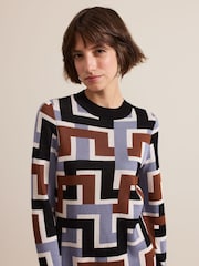 Phase Eight Black Brianna Jacquard Tunic Knitted Dress - Image 4 of 7