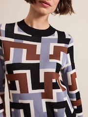 Phase Eight Black Brianna Jacquard Tunic Knitted Dress - Image 5 of 7