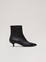 Phase Eight Black Leather Kitten Heel Boots - Image 1 of 7