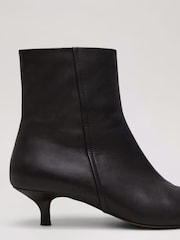 Phase Eight Black Leather Kitten Heel Boots - Image 2 of 7