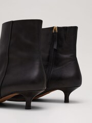 Phase Eight Black Leather Kitten Heel Boots - Image 4 of 7