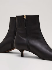 Phase Eight Black Leather Kitten Heel Boots - Image 5 of 7