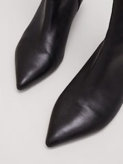 Phase Eight Black Leather Kitten Heel Boots - Image 6 of 7