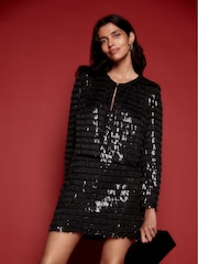 أسود - Phase Eight Dolly Fringe Crop Jacket - صورة 1 من 8