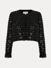 أسود - Phase Eight Dolly Fringe Crop Jacket - صورة 8 من 8