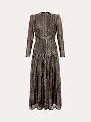 Phase Eight Black Gloria Sequin Stripe Midi Dress - Image 8 of 8