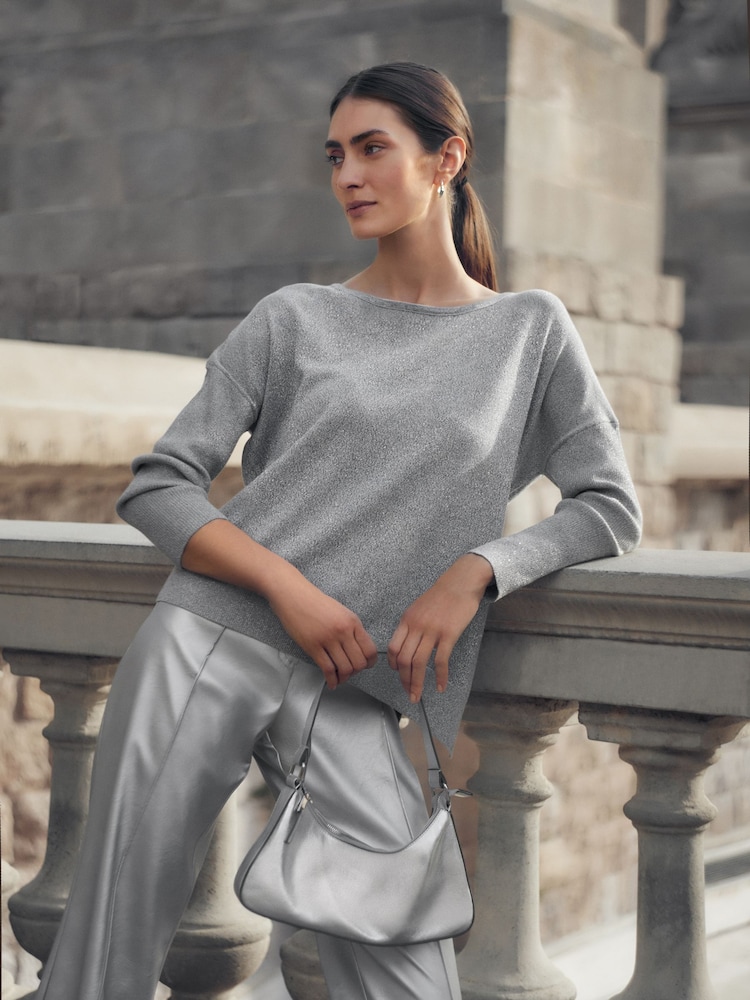 Phase Eight Silver Sofia Sparkle Asymmetric Jumper - Image 2 of 9
