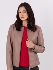 Lakeland Leather Taupe Crosby Collarless Leather Jacket - Image 1 of 6