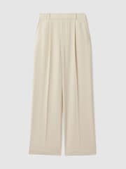 Reiss Cream Eden Elasticated-Waist Wide-Leg Twill Trousers - Image 2 of 6