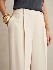 Reiss Cream Eden Elasticated-Waist Wide-Leg Twill Trousers - Image 4 of 6