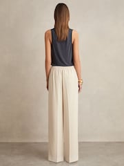 Reiss Cream Eden Elasticated-Waist Wide-Leg Twill Trousers - Image 5 of 6