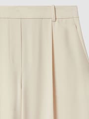 Reiss Cream Eden Elasticated-Waist Wide-Leg Twill Trousers - Image 6 of 6