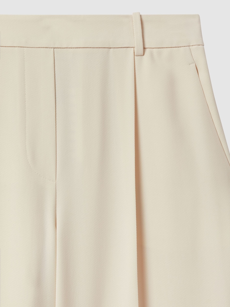Reiss Cream Eden Elasticated-Waist Wide-Leg Twill Trousers - Image 6 of 6