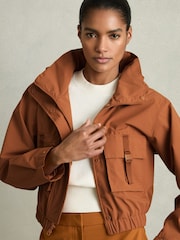 Reiss Rust Connie Technical Hooded Utility Jacket - Image 1 of 7