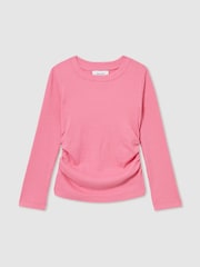 Reiss Pink Trina 9-13 yrs Cotton Blend Ruched T-Shirt - Image 2 of 4
