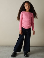 Reiss Pink Trina 9-13 yrs Cotton Blend Ruched T-Shirt - Image 3 of 4