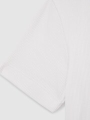 Reiss Ivory Victoria 4-9 yrs Cotton-Jersey Ribbed Short-Sleeve T-Shirt - Image 4 of 4