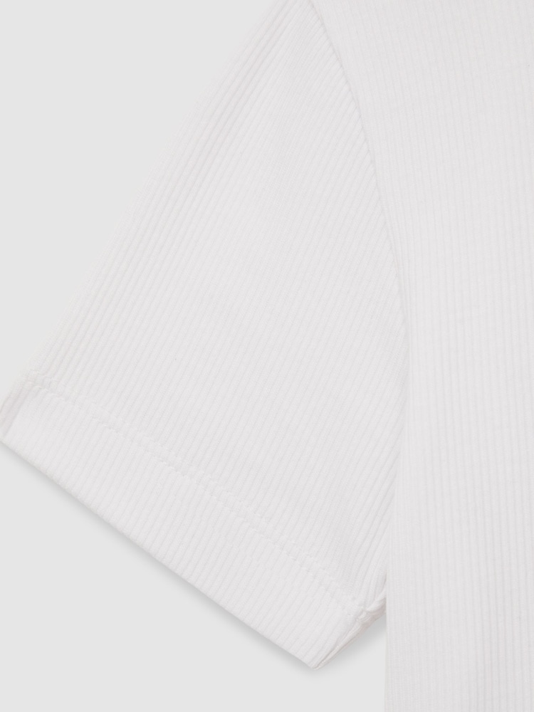 Reiss Ivory Victoria 4-9 yrs Cotton-Jersey Ribbed Short-Sleeve T-Shirt - Image 4 of 4