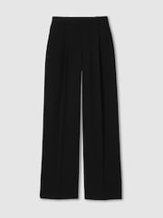 Reiss Black Eden Petite Elasticated-Waist Wide-Leg Twill Trousers - Image 2 of 7