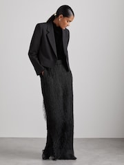 Reiss Black Louise Atelier Cropped Blazer - Image 1 of 6