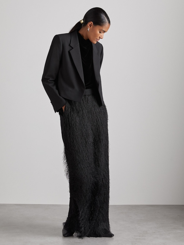 Reiss Black Louise Atelier Cropped Blazer - Image 1 of 6