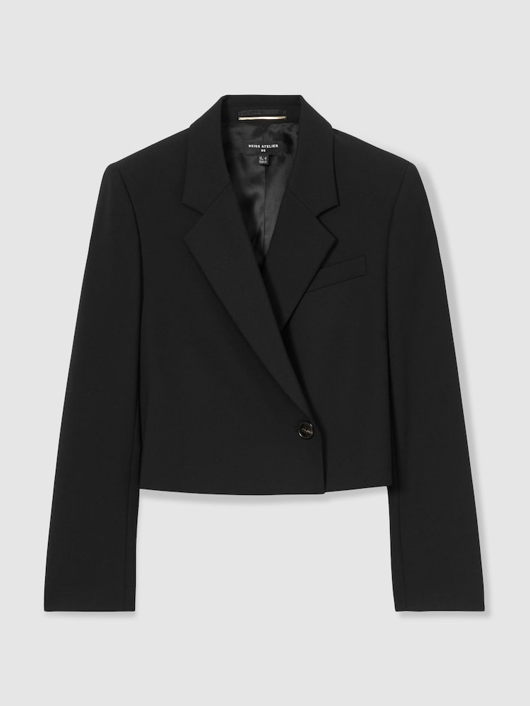 Reiss Black Louise Atelier Cropped Blazer - Image 2 of 6