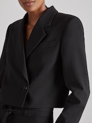 Reiss Black Louise Atelier Cropped Blazer - Image 4 of 6