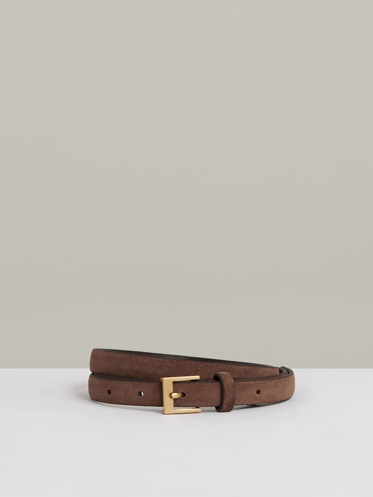 חום-אדמדם - Reiss Holly Leather Skinny Belt - Image 1 of 4