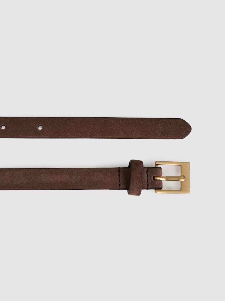 חום-אדמדם - Reiss Holly Leather Skinny Belt - Image 3 of 4