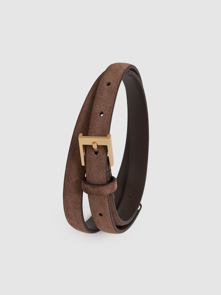 חום-אדמדם - Reiss Holly Leather Skinny Belt - Image 4 of 4