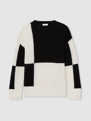Reiss Black Amelia 9-13 yrs Colourblock-Intarsia Jumper with Wool and Alpaca - Image 2 of 4
