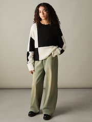 Reiss Black Amelia 9-13 yrs Colourblock-Intarsia Jumper with Wool and Alpaca - Image 3 of 4