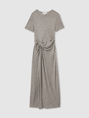 Reiss Grey Hadley Jersey Twist-Detail Midi Dress - Image 2 of 6