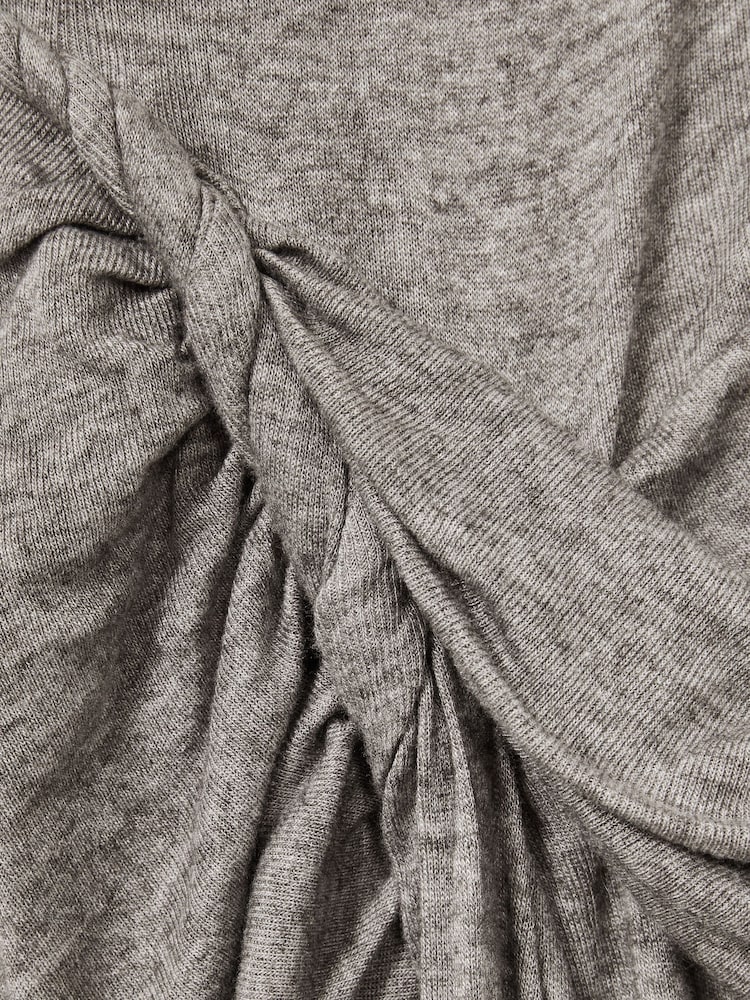 Reiss Grey Hadley Jersey Twist-Detail Midi Dress - Image 6 of 6