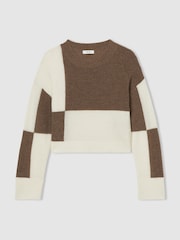 Reiss Brown Amie 9-13 yrs Colourblock-Intarsia Jumper with Wool and Alpaca - Image 2 of 4