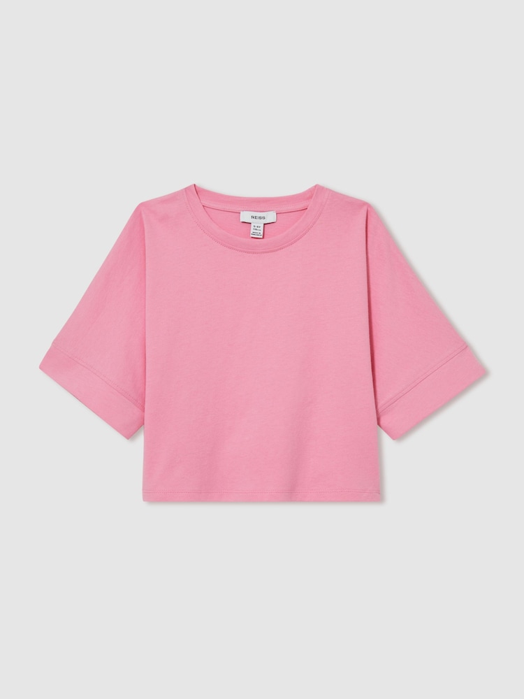 Reiss Bright Pink Lois 13-14 yrs Cotton Oversized Short-Sleeve T-Shirt - Image 1 of 4