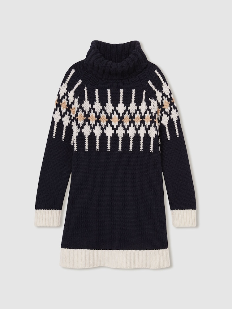 Reiss Emily Wool-Blend Fairisle Pattern Roll-Neck Dress - Imagen 2 de 4