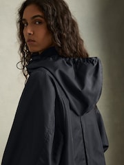 Reiss Navy Rhea Technical Water-Repellent Hooded Jacket - Image 4 of 6